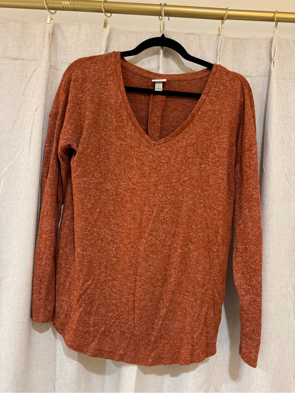 Target Brick Orange V-Neck Long Sleeve Tee